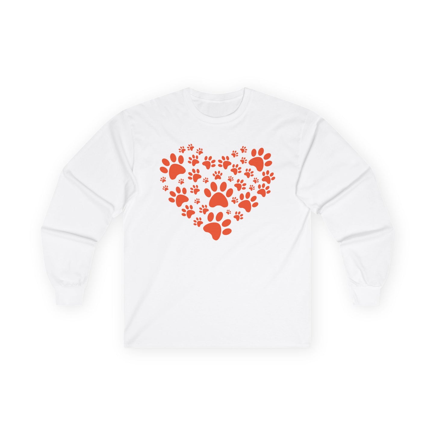 Paw Print Heart Long Sleeve Tee for Animal Lovers, Gift for Pet Owners