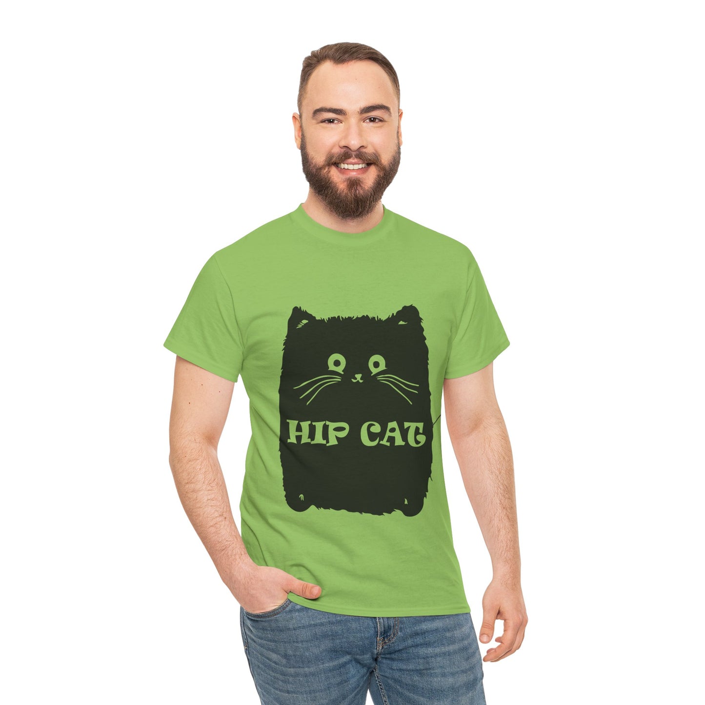 Funny Hip Cat Unisex Heavy Cotton Tee