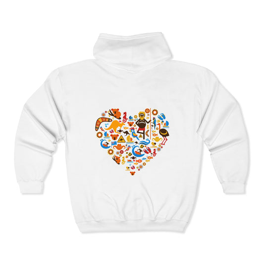 Zip Hoodie — Colorful Food Heart Graphic Full-Zip Hoodie