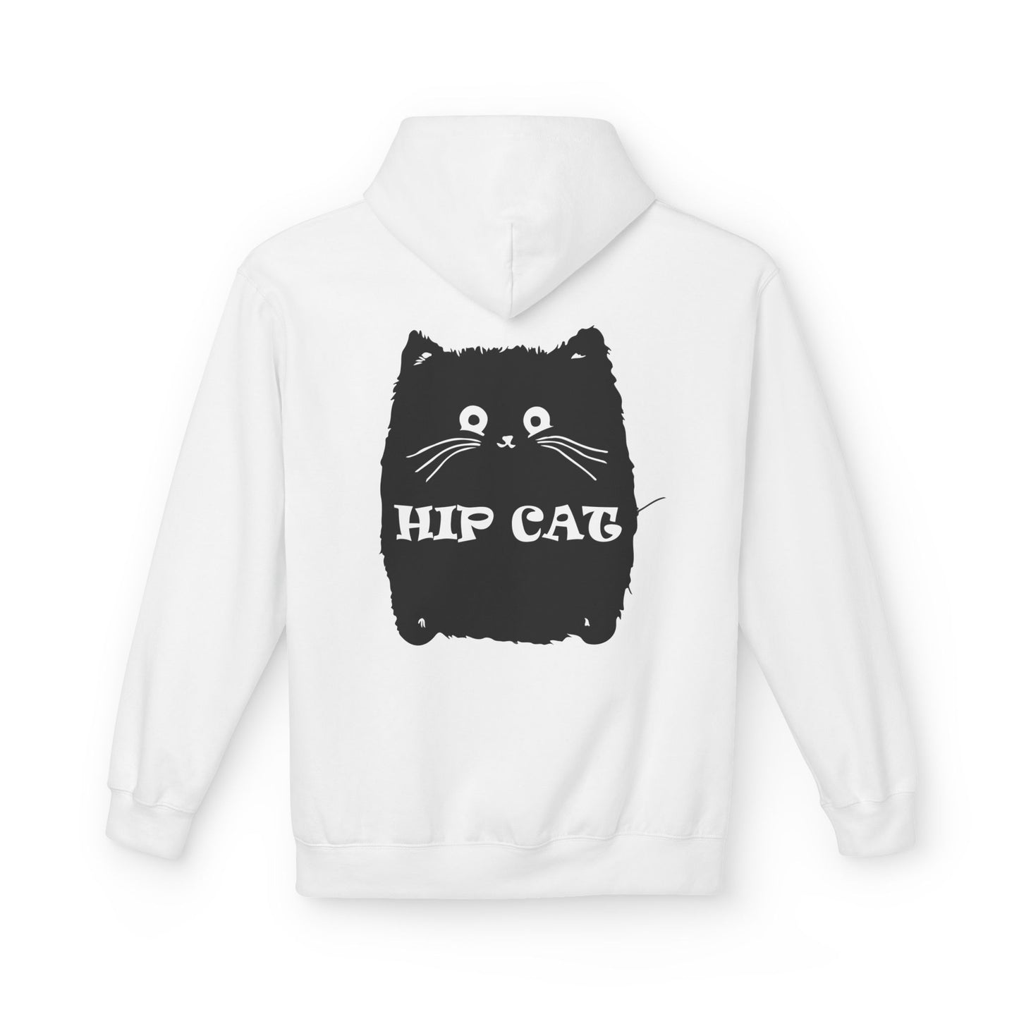 Hip Cat Graphic Hoodie — Cute Retro Cat Illustration "Hip Cat" Back Print
