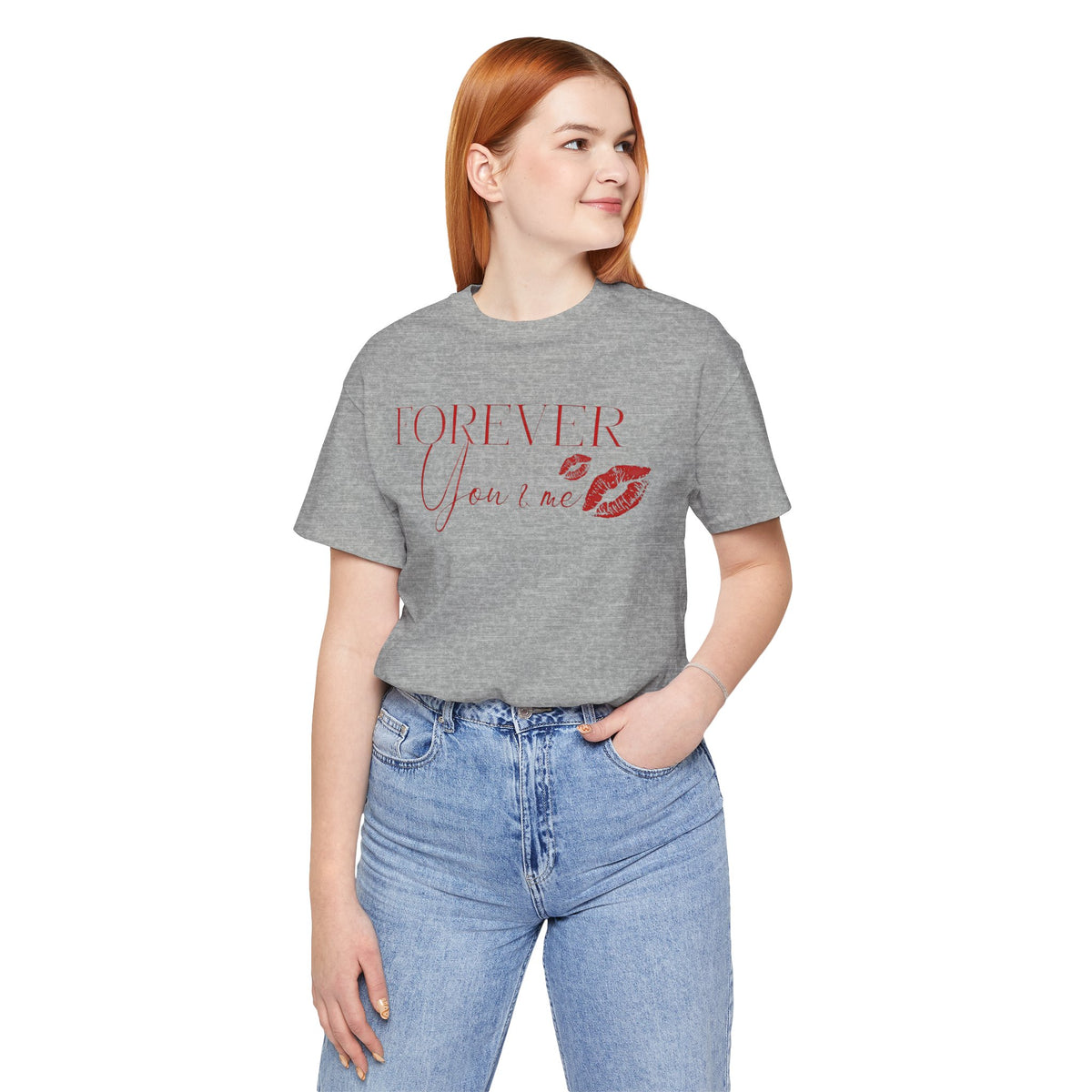 Forever You & Me Kiss Tee — Romantic Script Graphic T-Shirt