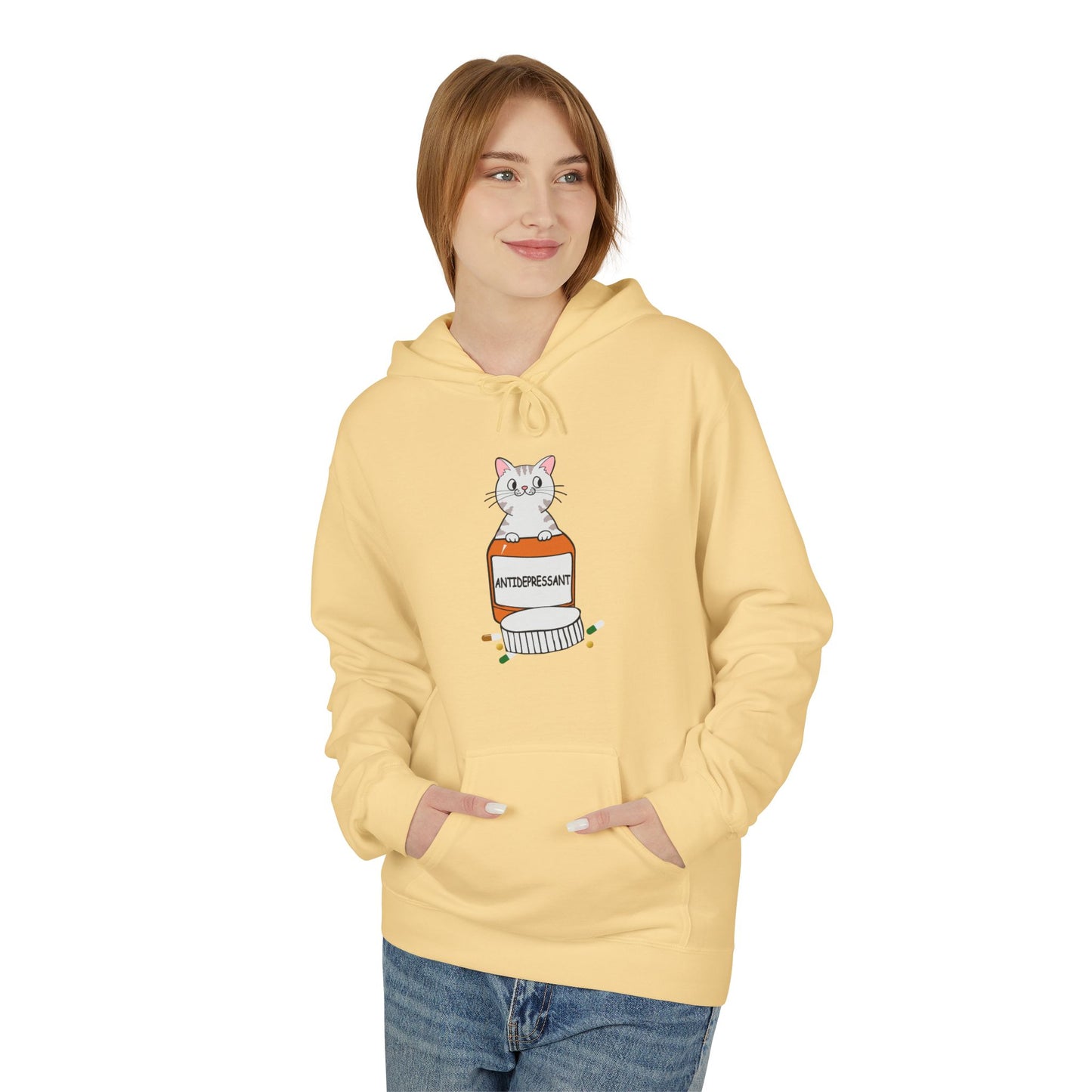 Cute Bunny in Medicine Bottle Hoodie — 'Anti Hiss' Graphic Pullover