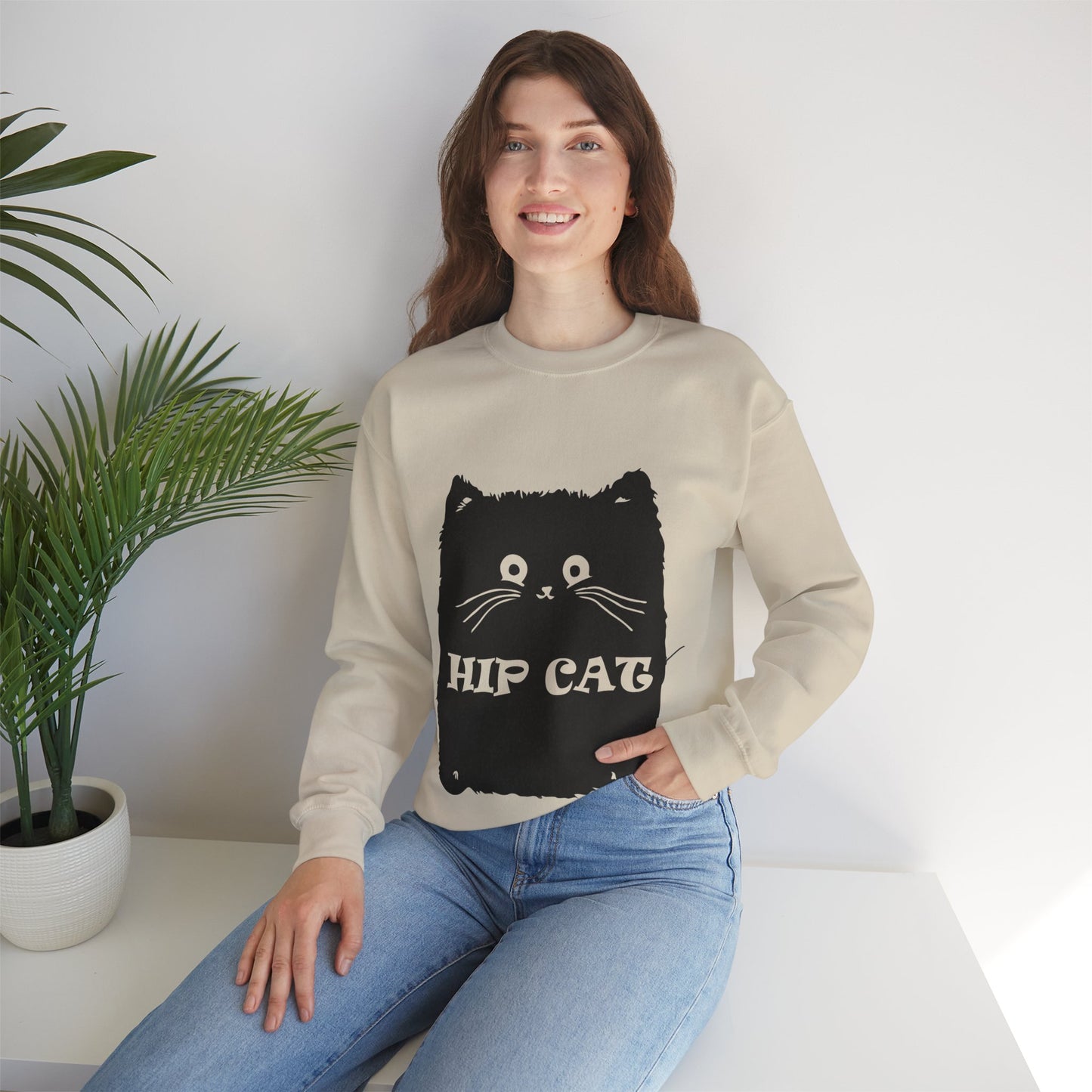 Hip Cat Unisex Sweatshirt - Cute Cat Lover Gift