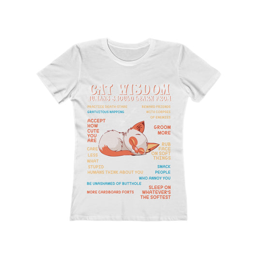 Cat Wisdom Tee for Women — Cute Sleeping Cat Graphic Shirt