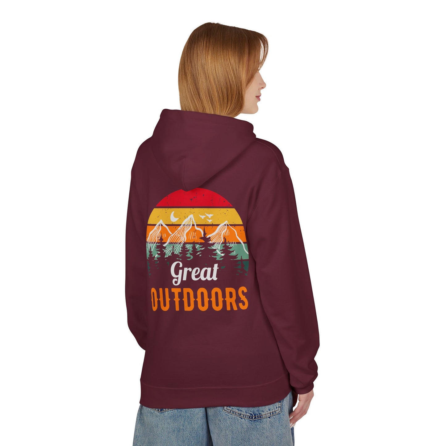 Outdoors Hoodie — Great Outdoors Vintage Mountain & Trees Pullover