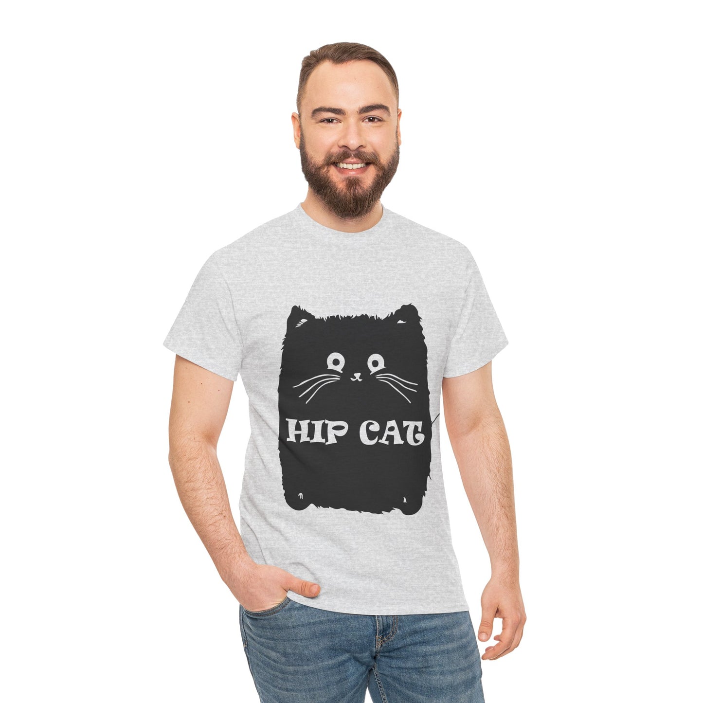Funny Hip Cat Unisex Heavy Cotton Tee