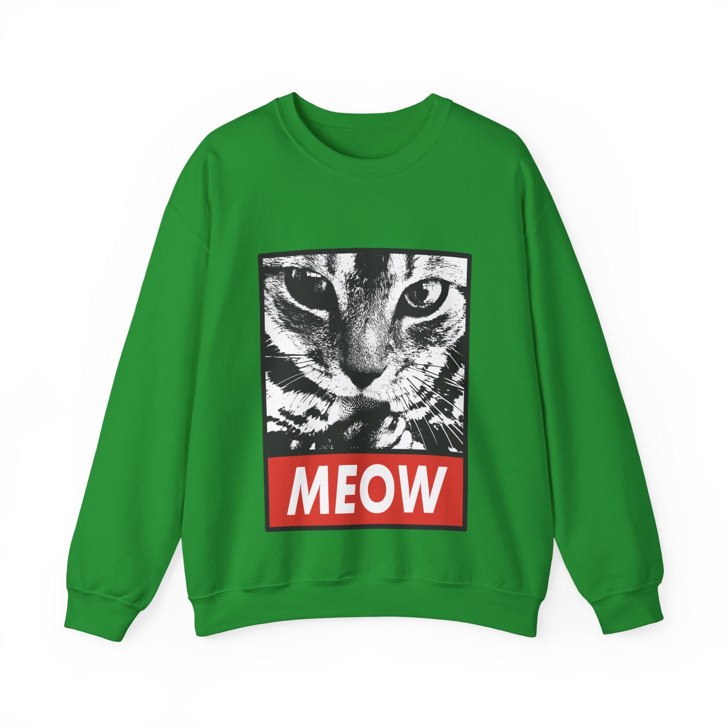 Cat Meow Crewneck Sweatshirt – Retro Graphic Cat Face