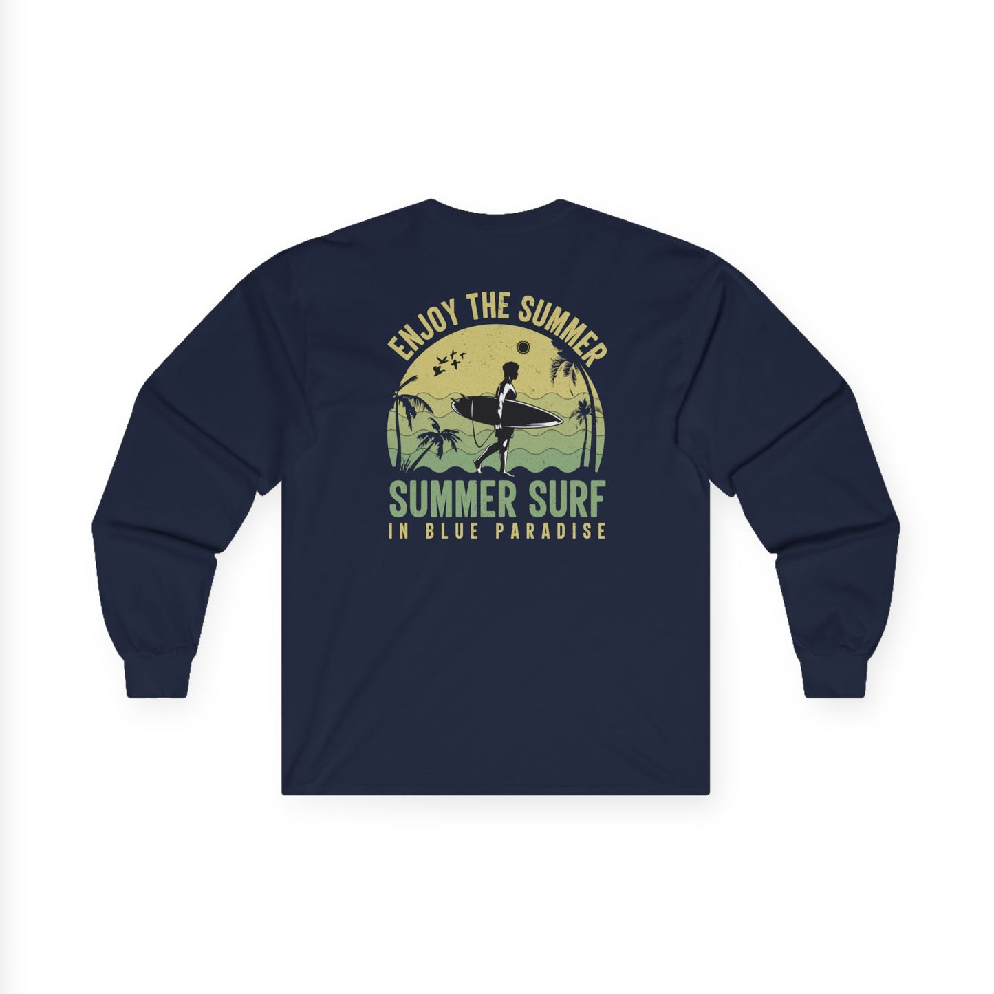 Summer Surf Heart Long Sleeve Tee — "Enjoy the Summer" Surf Graphic