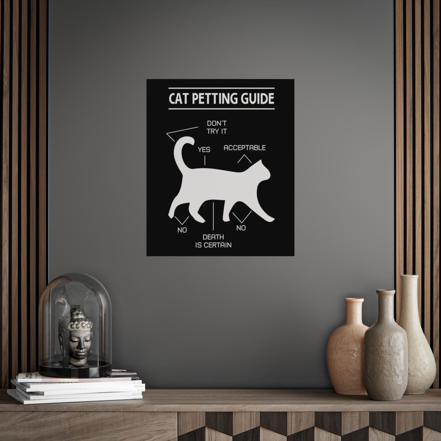 Funny Cat Petting Guide Unframed Poster - Cat Lover Decor