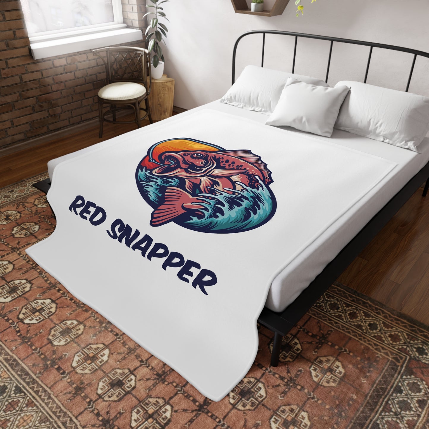 Fishing-Themed Plush Fleece Blanket