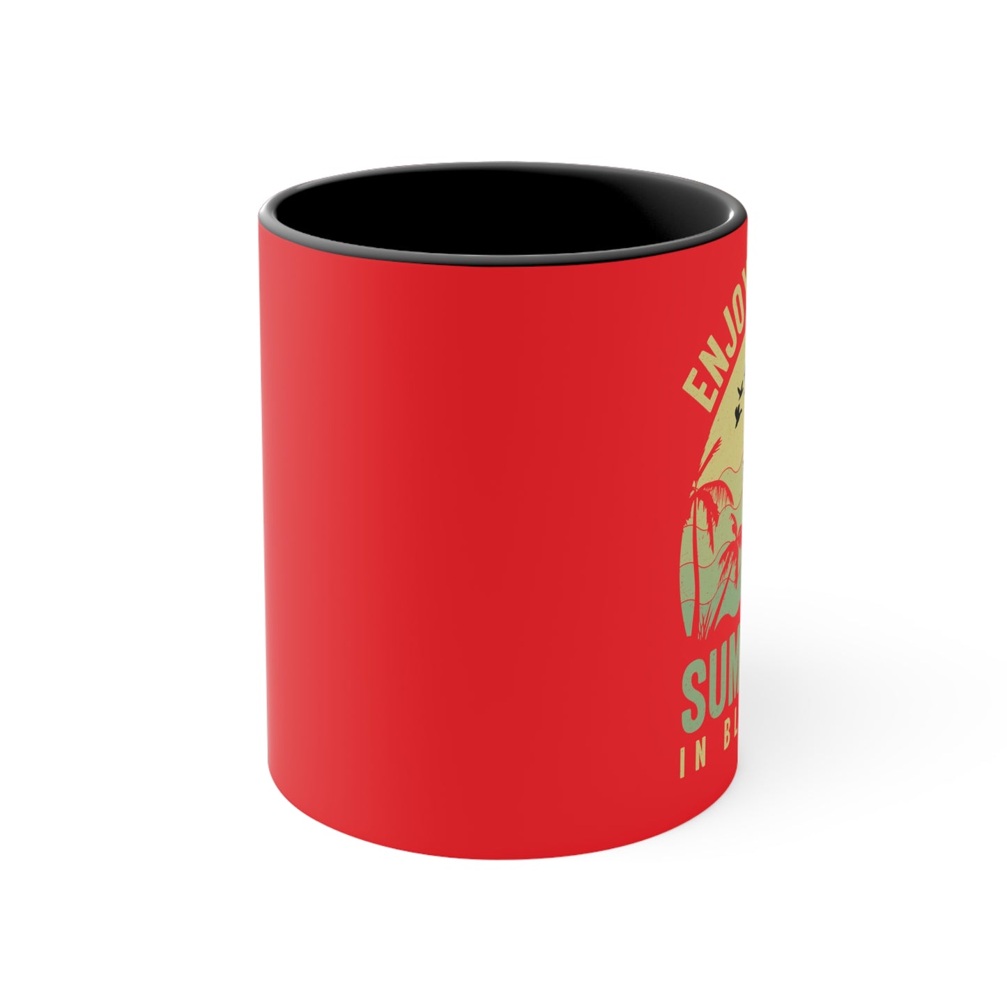 Enjoy the Sunshine Red Accent Mug — 11 oz Ceramic Coffee Cup
