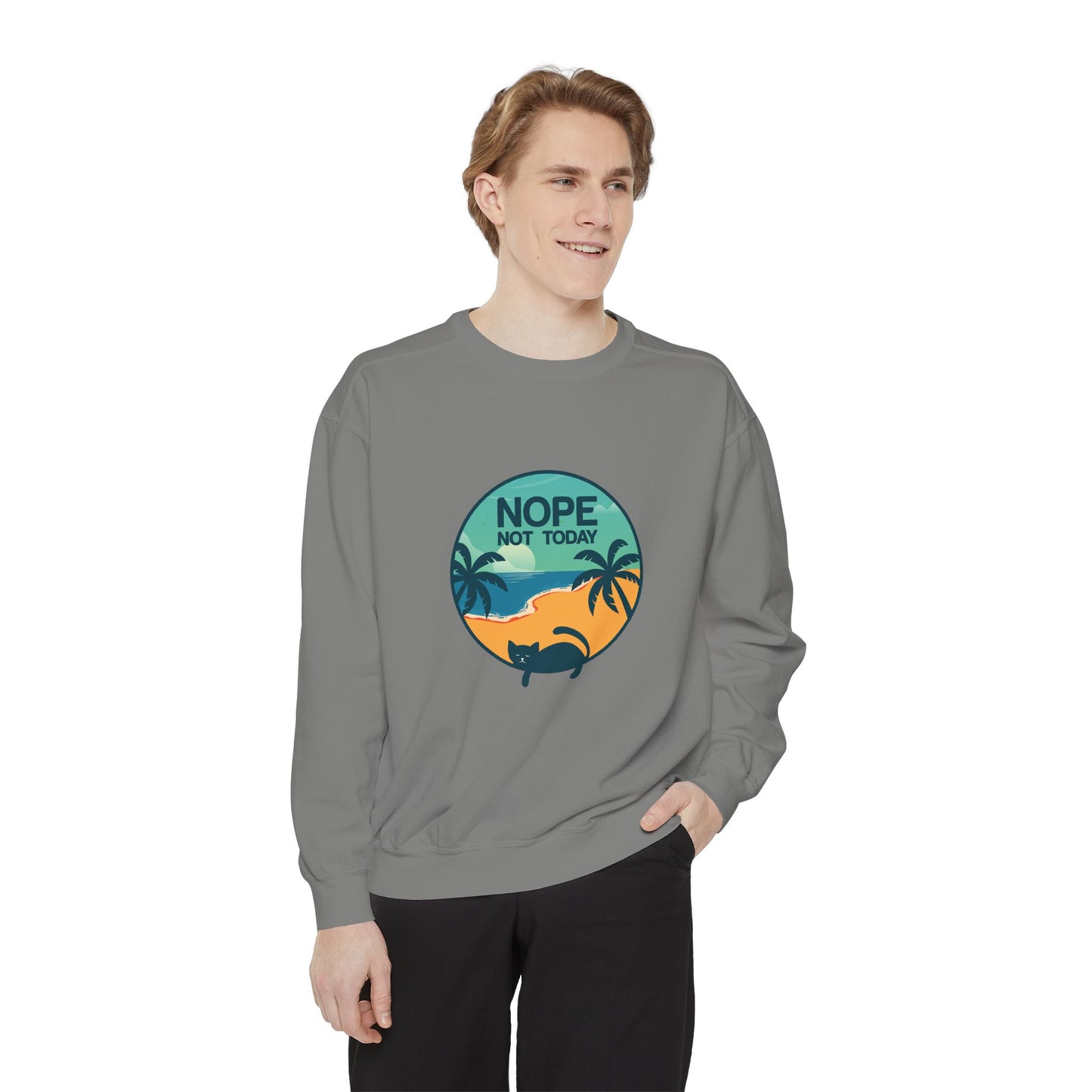 Nope Not Today Sweatshirt — Relaxed Beach Palm Tree Crew