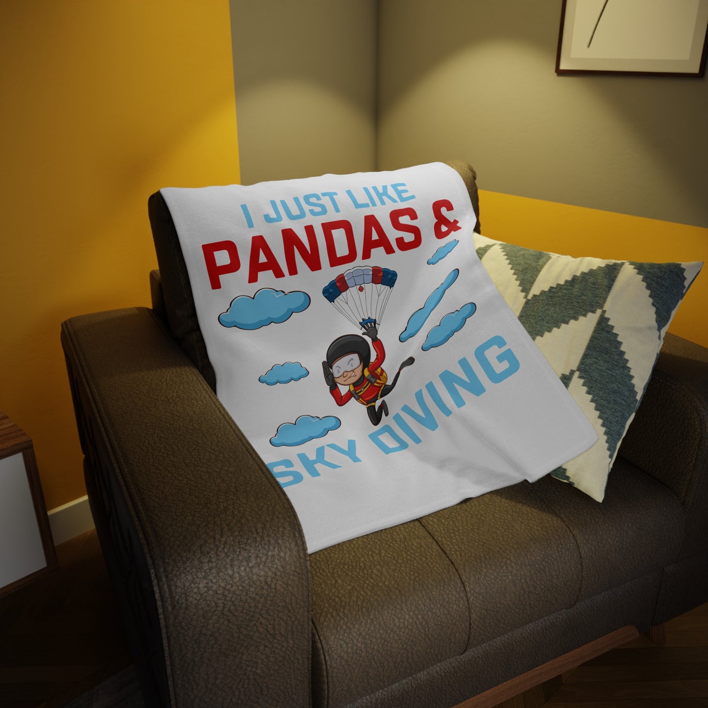Sky Diving Pandas Plush Fleece Blanket