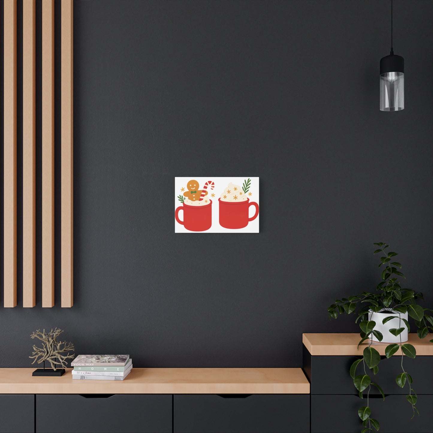 Cat Pattern Canvas Print — Whimsical Kittens & Fishbone Wall Art