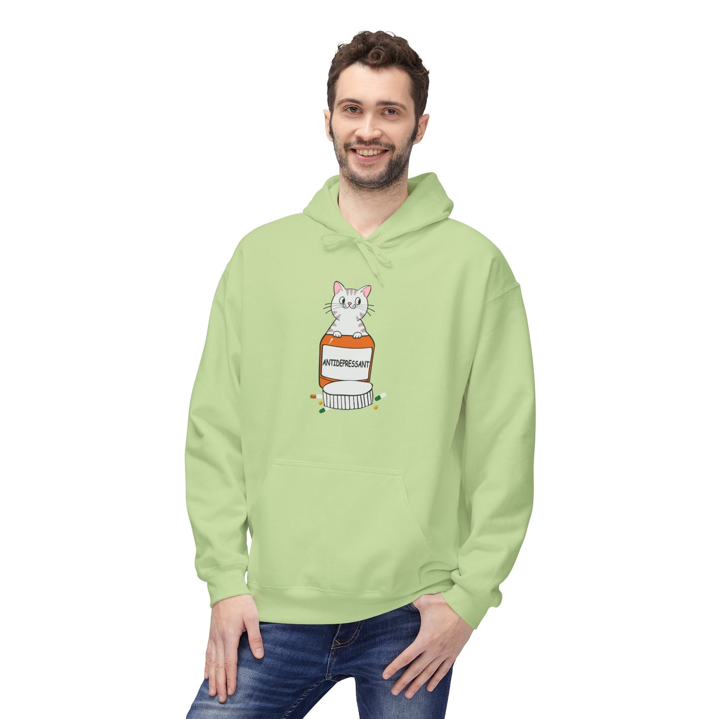 Cute Bunny in Medicine Bottle Hoodie — 'Anti Hiss' Graphic Pullover