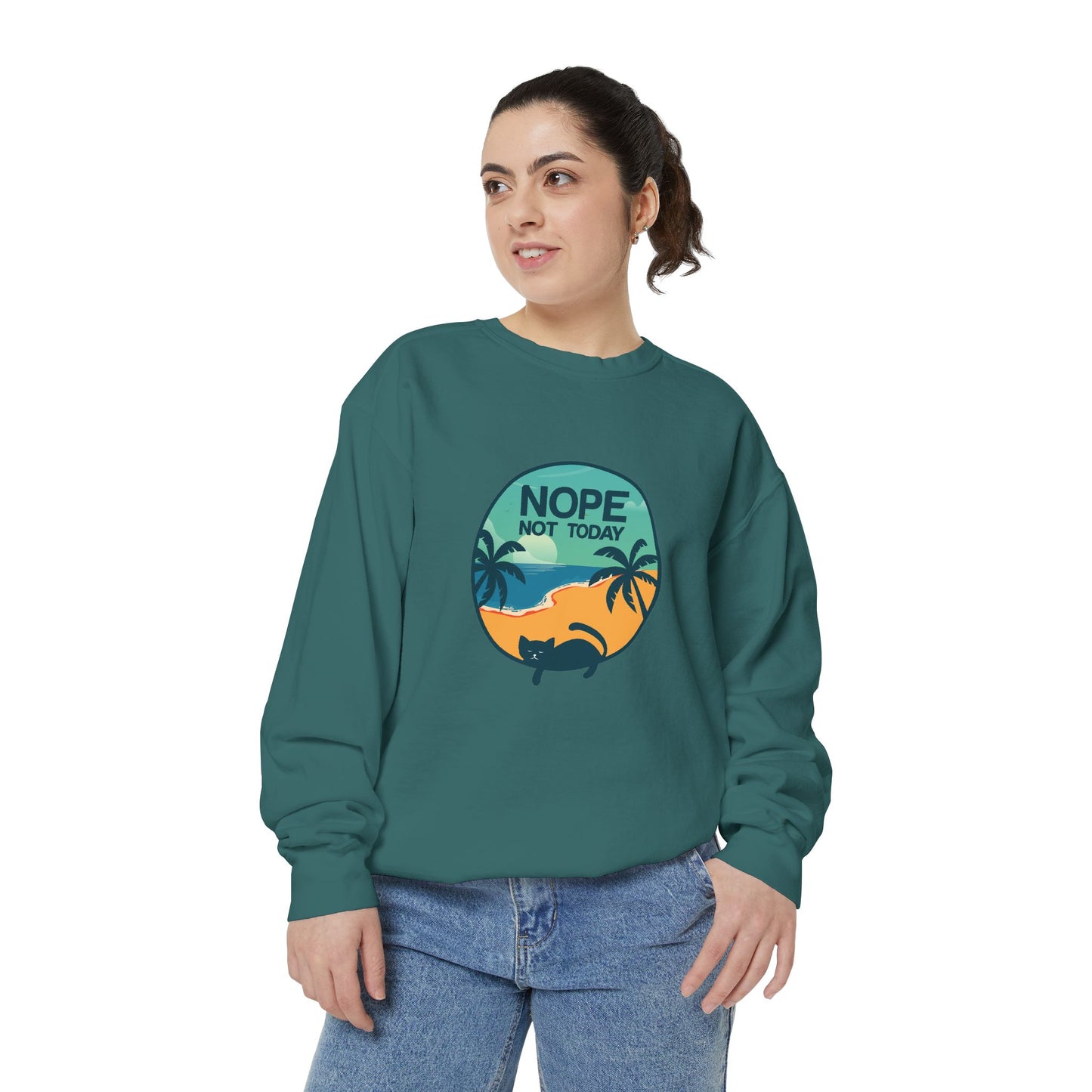 Nope Not Today Sweatshirt — Relaxed Beach Palm Tree Crew