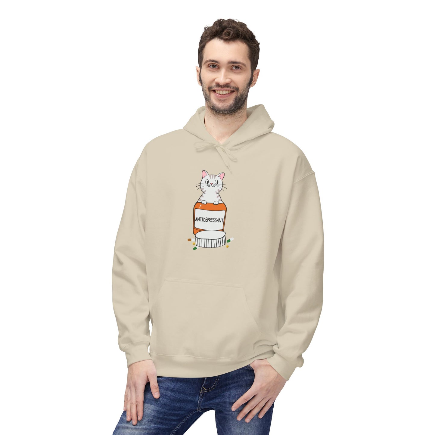 Cute Bunny in Medicine Bottle Hoodie — 'Anti Hiss' Graphic Pullover