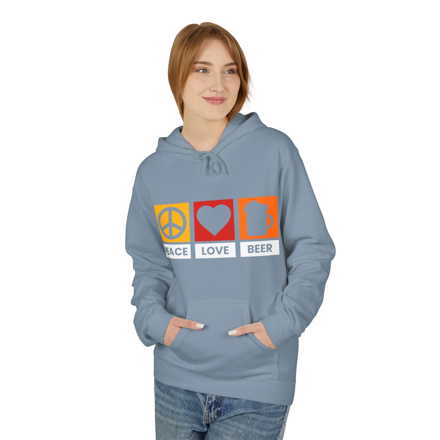 Peace Love Beer Hoodie — Peace, Heart & Beer Icon Pullover