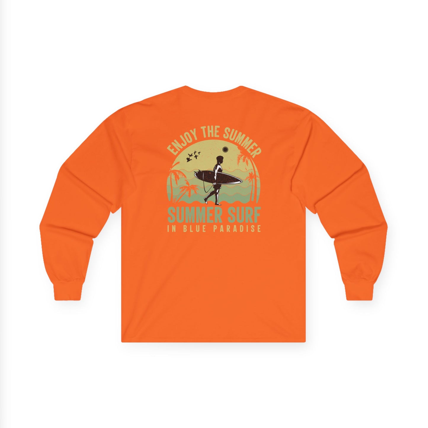 Summer Surf Heart Long Sleeve Tee — "Enjoy the Summer" Surf Graphic