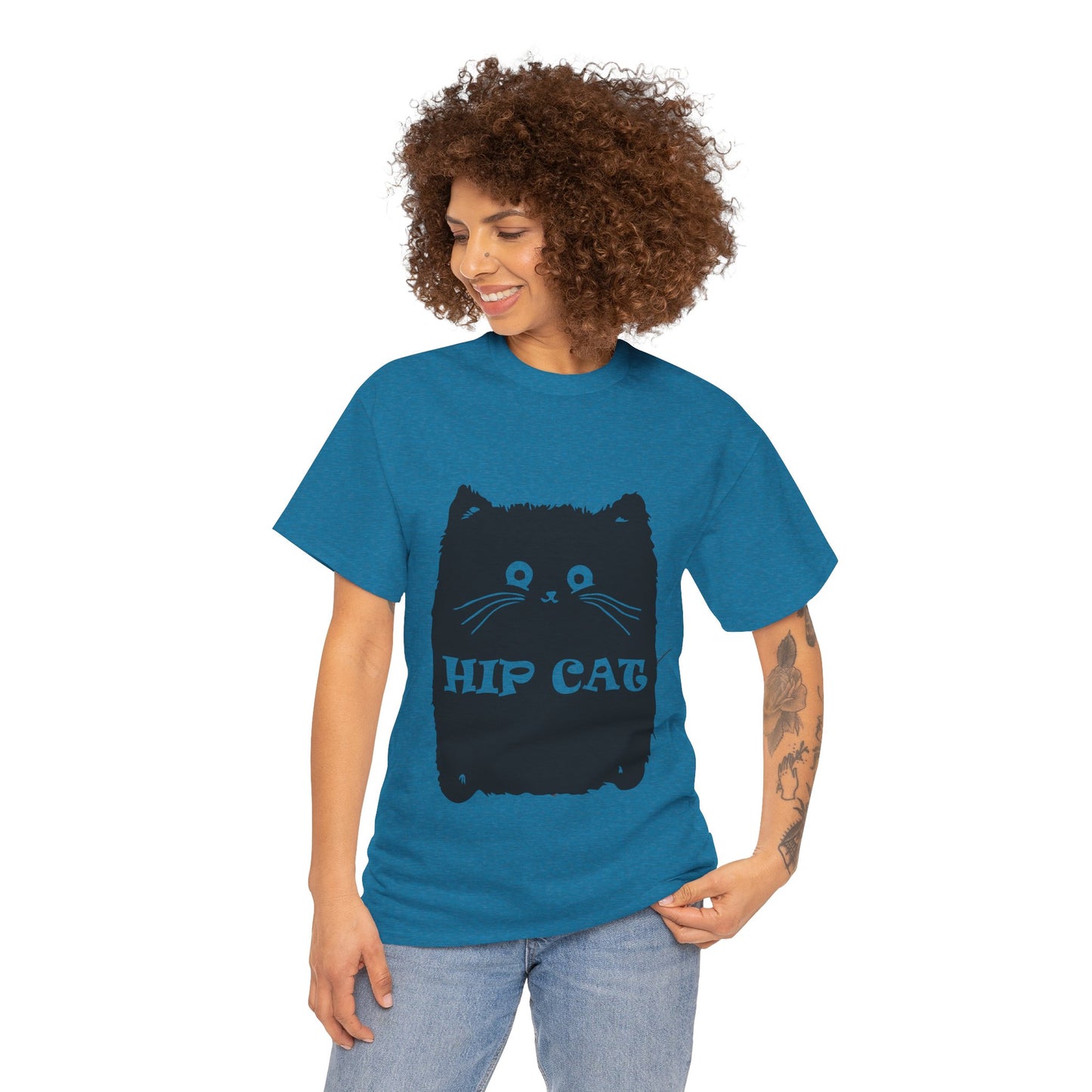 Funny Hip Cat Unisex Heavy Cotton Tee