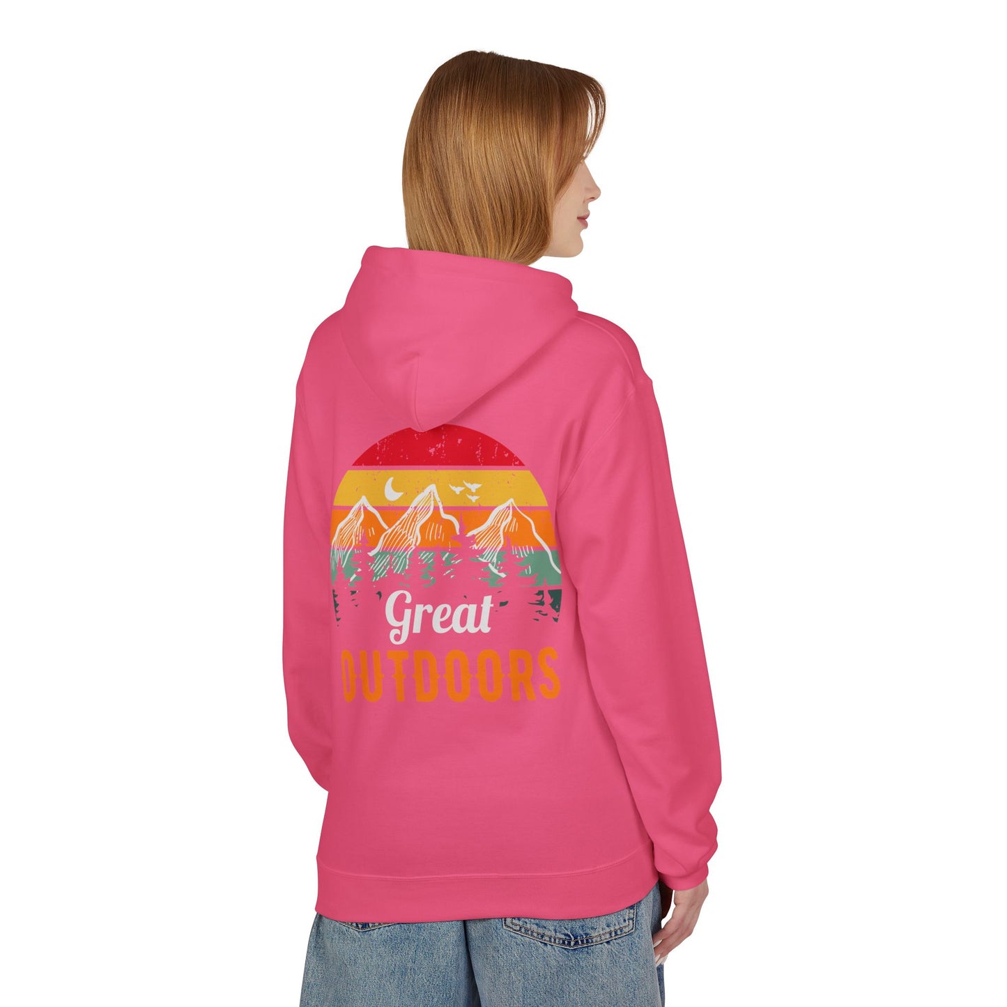 Outdoors Hoodie — Great Outdoors Vintage Mountain & Trees Pullover