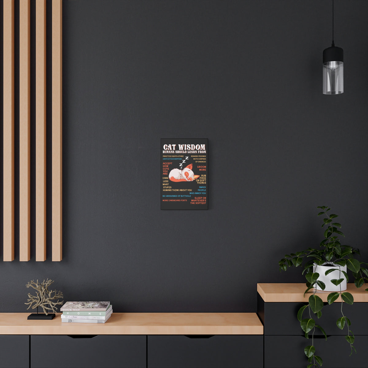 Canvas Print — "Cat Wisdom: Humans Should Learn From" Illustrated Wall Art