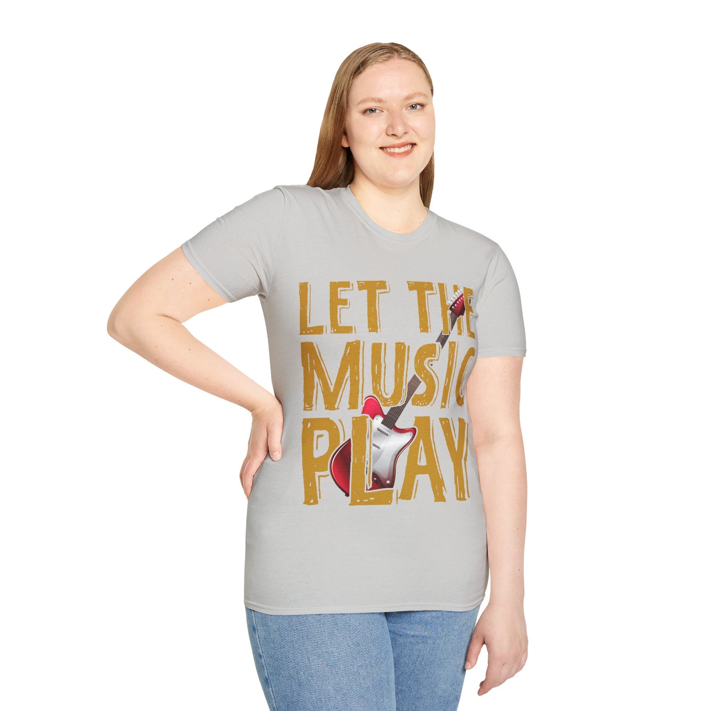 Let The Music Play Guitar T-Shirt — Retro Rock Music Tee for Musicians & Fans