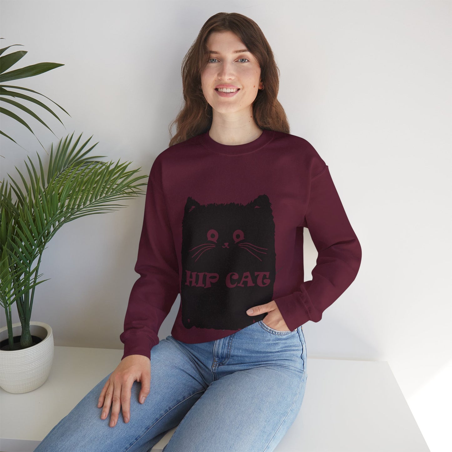 Hip Cat Unisex Sweatshirt - Cute Cat Lover Gift