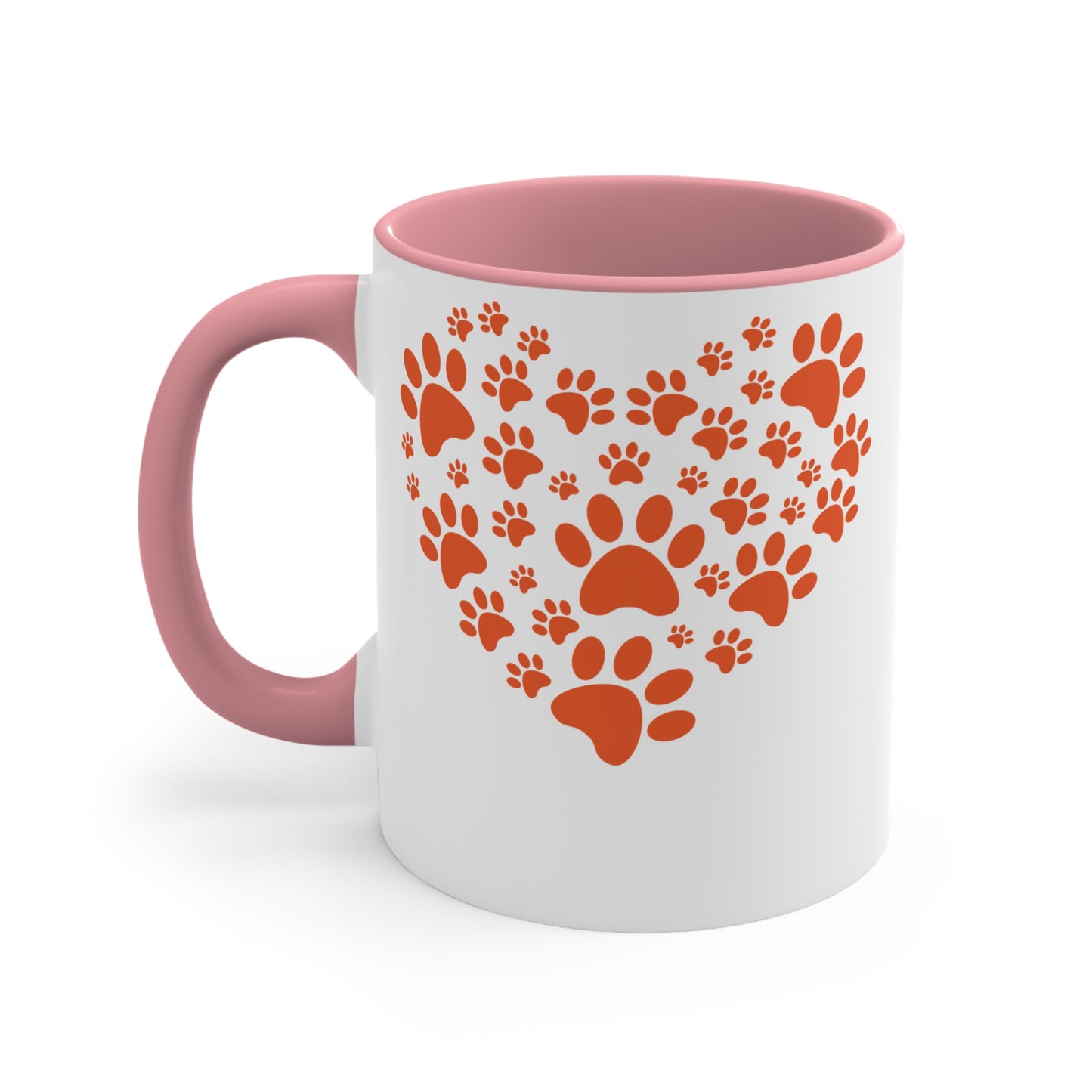 Heart-Shaped Pet Lover Mug | Colorful Dog Paw Print Coffee Cup