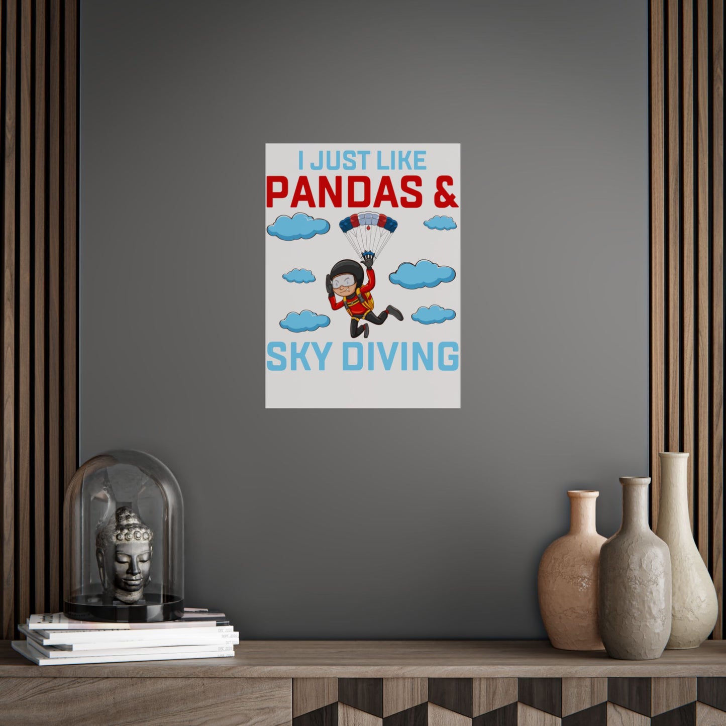 Playful Panda Sky Diving Unframed Poster