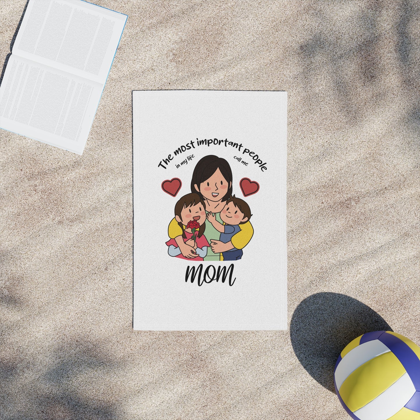 Mom & Kids Beach Towel — "The Most Important People" Family Graphic