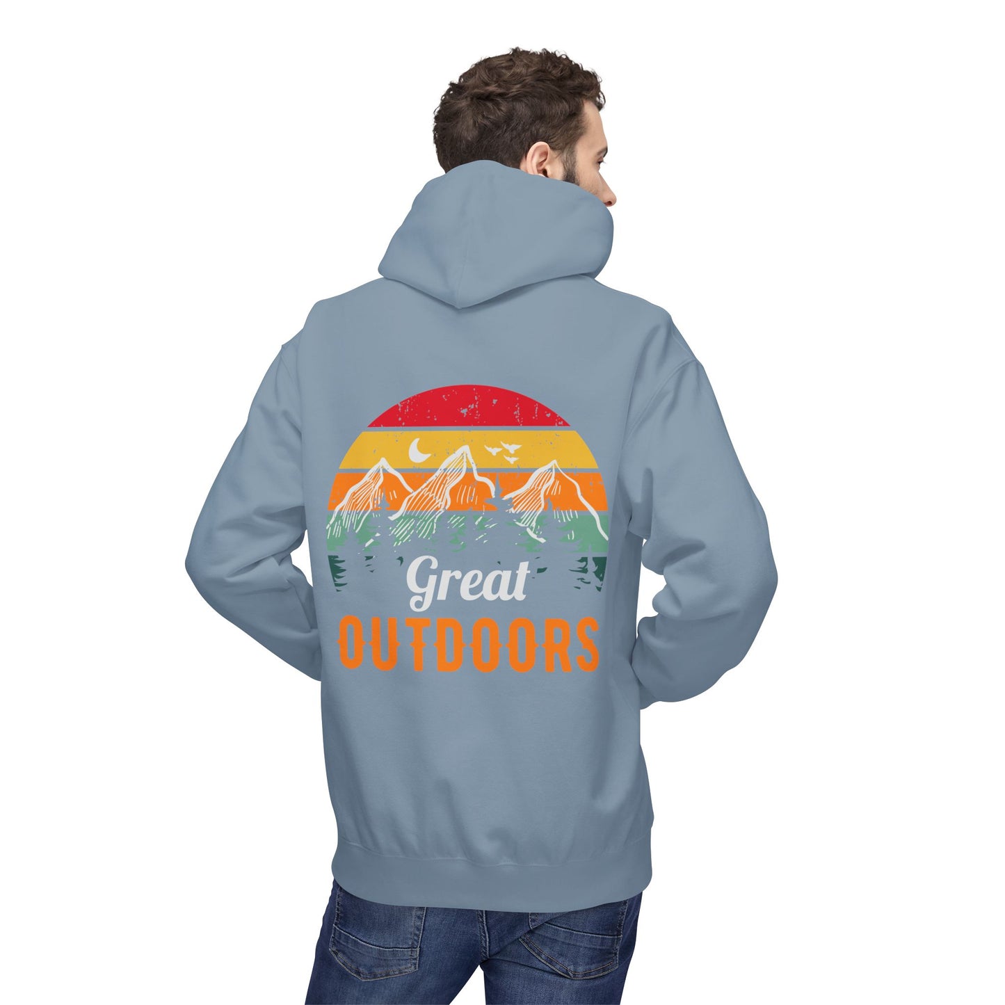 Outdoors Hoodie — Great Outdoors Vintage Mountain & Trees Pullover