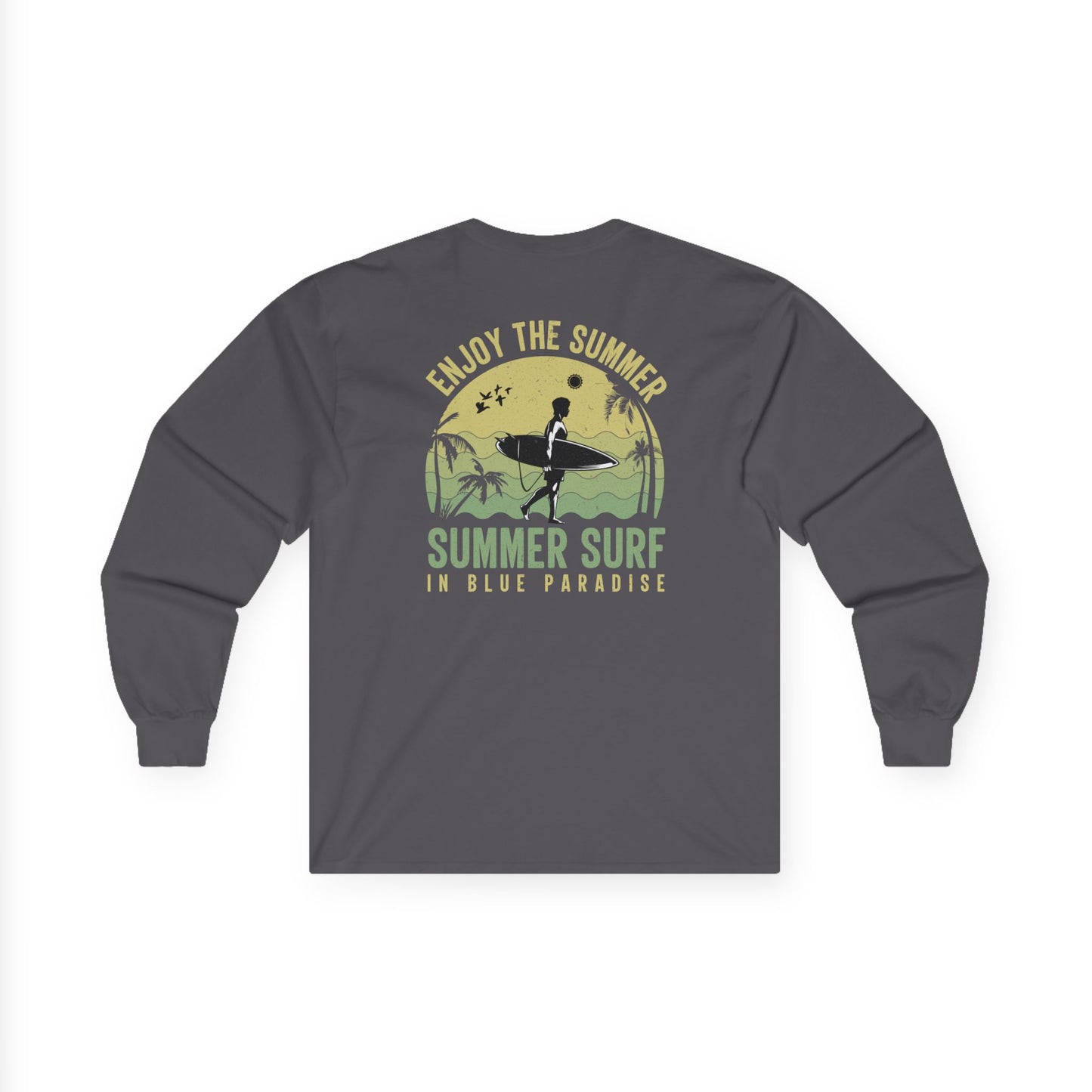 Summer Surf Heart Long Sleeve Tee — "Enjoy the Summer" Surf Graphic