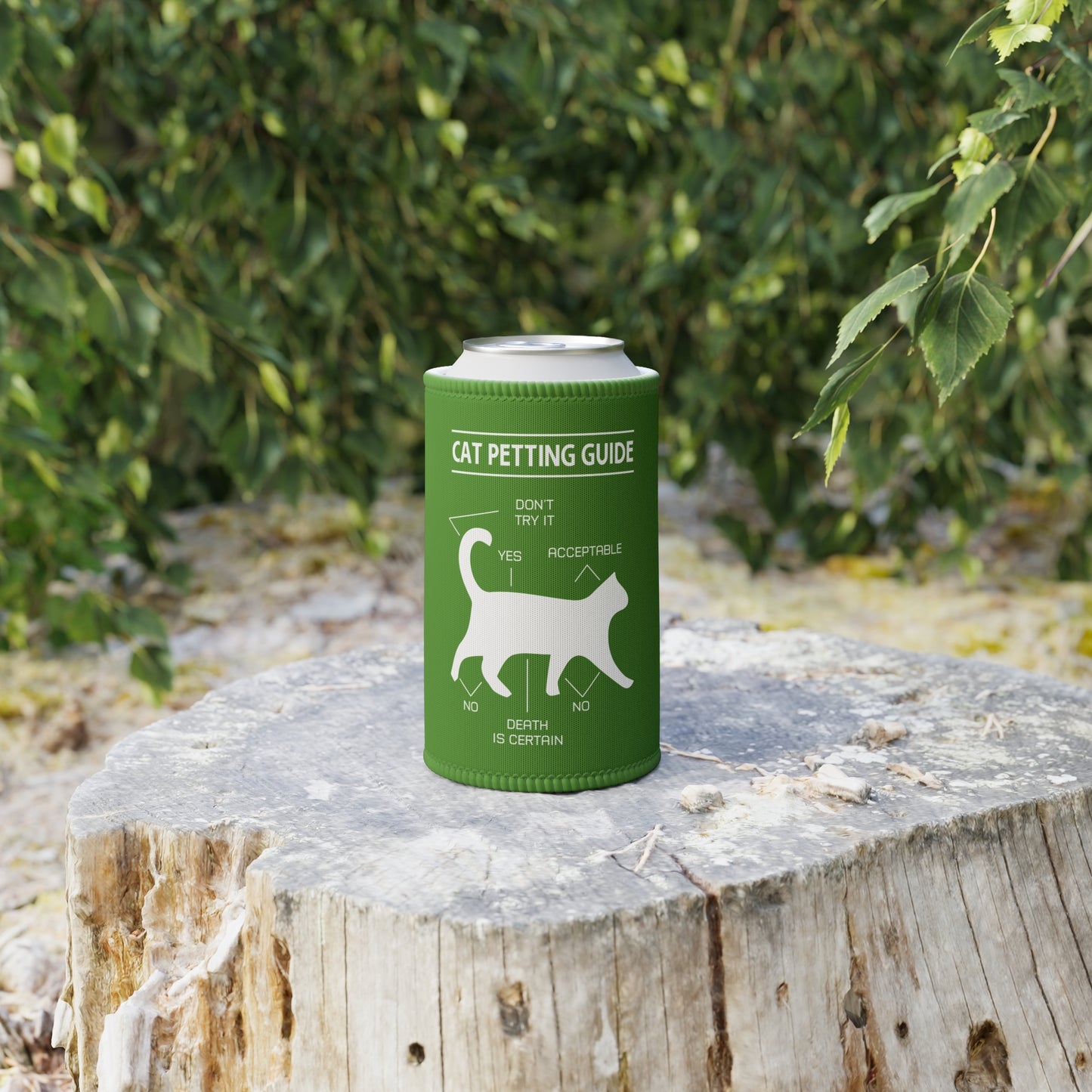 Stubby Cooler — "Cat Petting Guide" Can Cooler, Funny Cat Lover Beverage Insulator