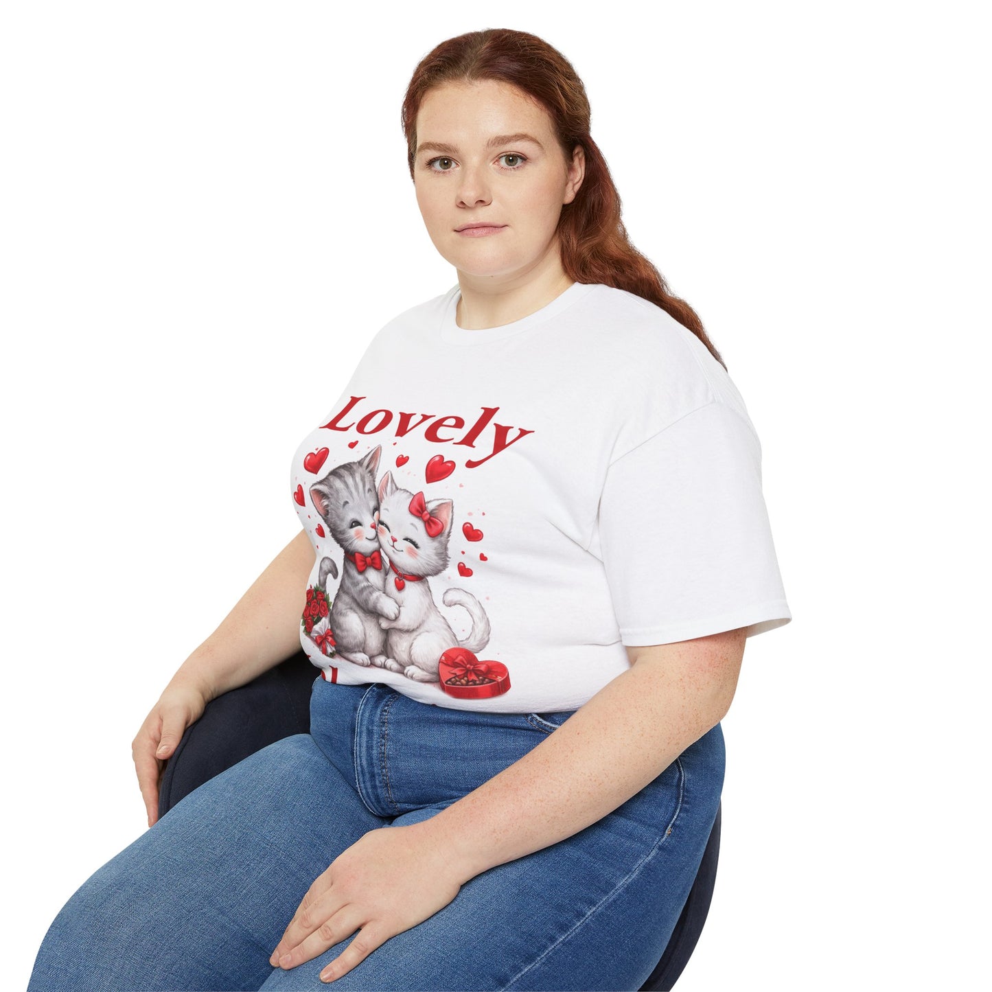 Valentine Kitty Tee - "Lovely Valentine" Cute Cat Couple Valentine's Day T-Shirt