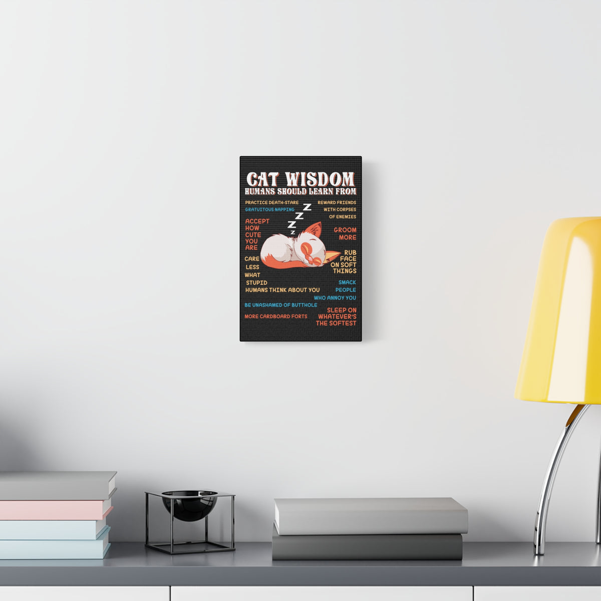 Canvas Print — "Cat Wisdom: Humans Should Learn From" Illustrated Wall Art