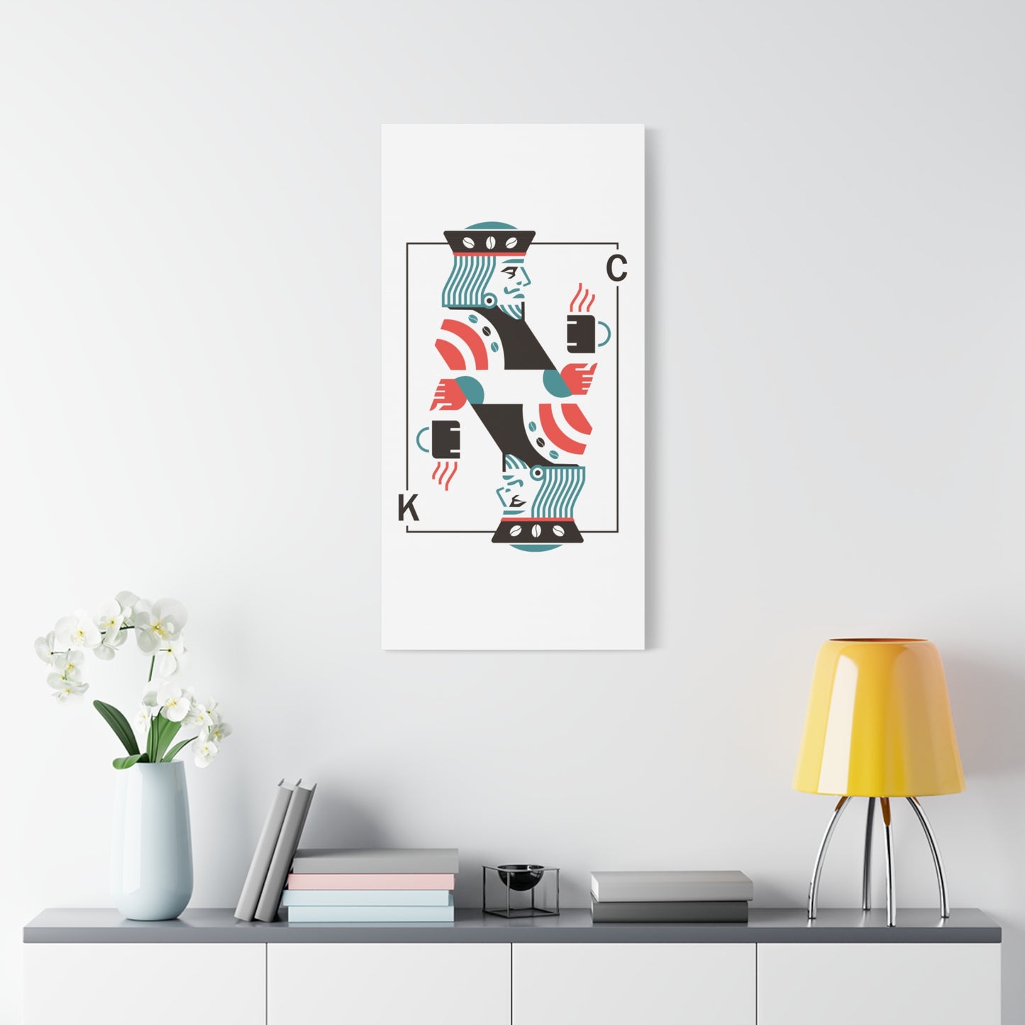 Coffee King Canvas Art — Modern Playing Card Wall Print