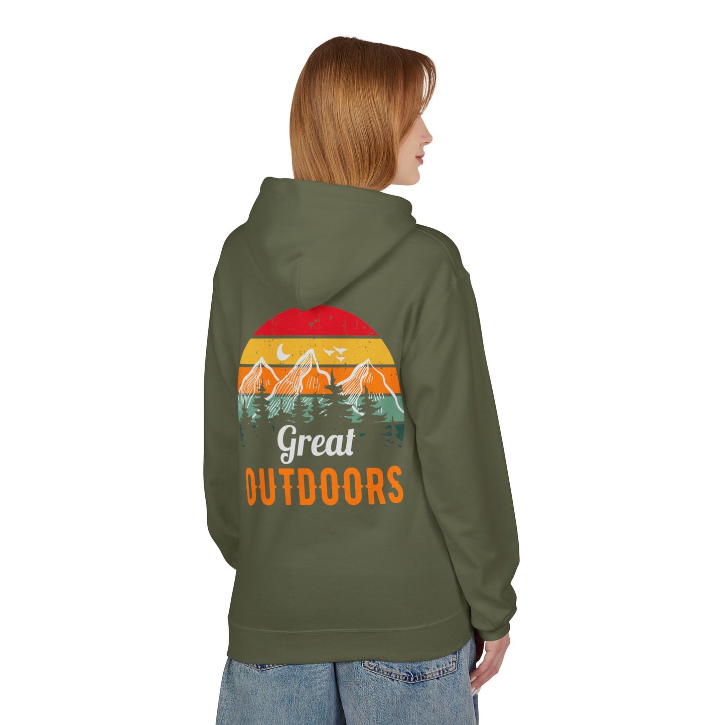 Outdoors Hoodie — Great Outdoors Vintage Mountain & Trees Pullover