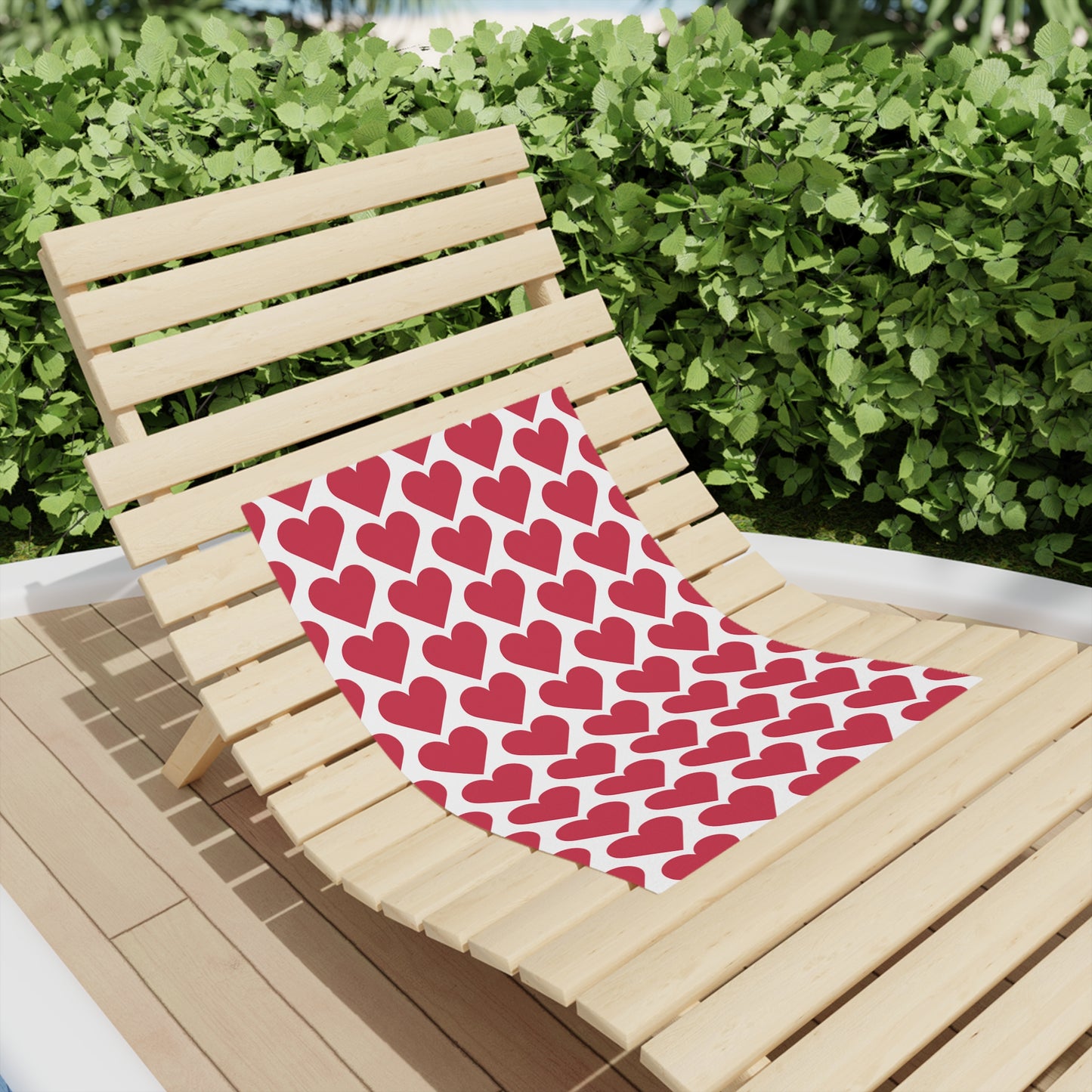 Red Heart Pattern Beach Towel — Valentine’s Day Romantic Pool & Beach Towel