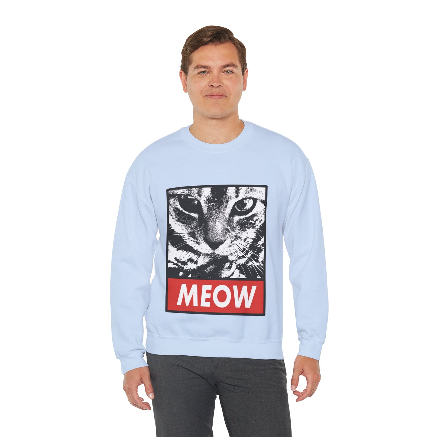 Cat Meow Crewneck Sweatshirt – Retro Graphic Cat Face