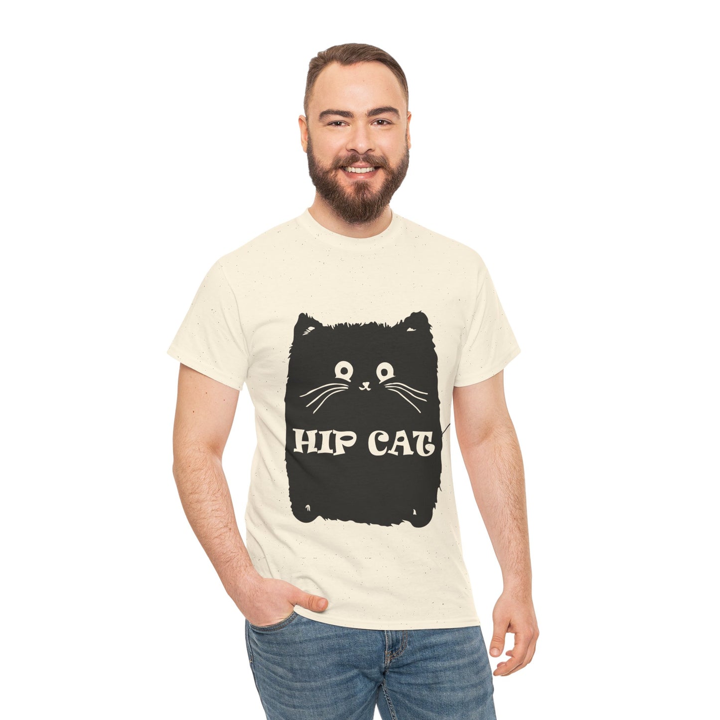 Funny Hip Cat Unisex Heavy Cotton Tee