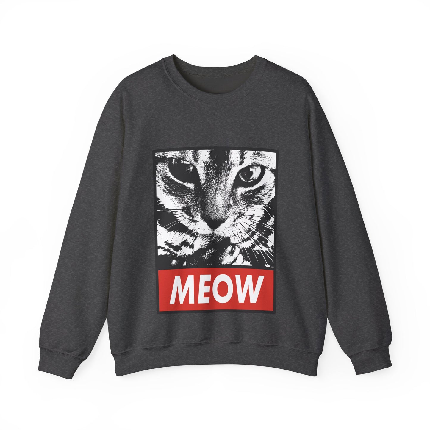 Cat Meow Crewneck Sweatshirt – Retro Graphic Cat Face