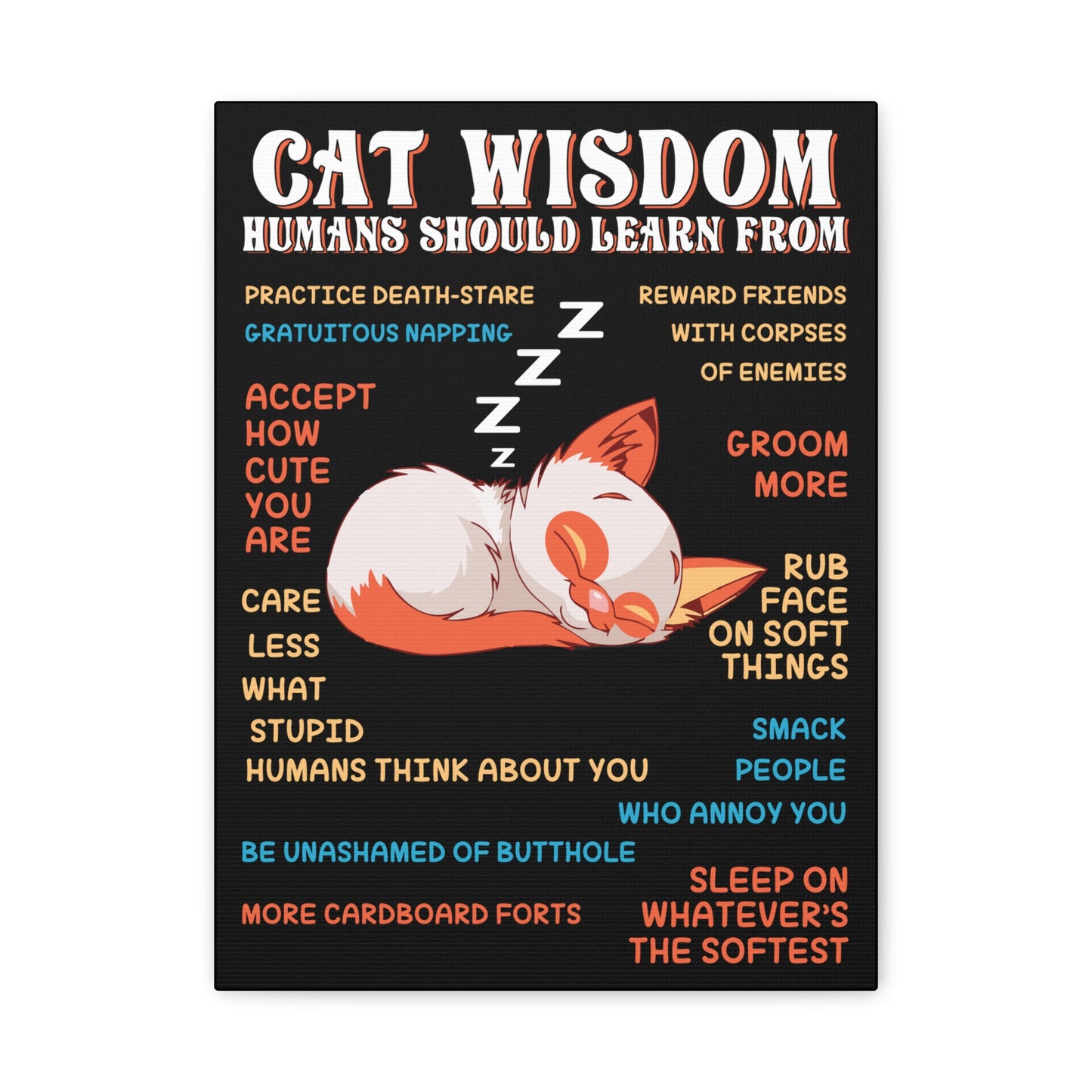 Canvas Print — "Cat Wisdom: Humans Should Learn From" Illustrated Wall Art