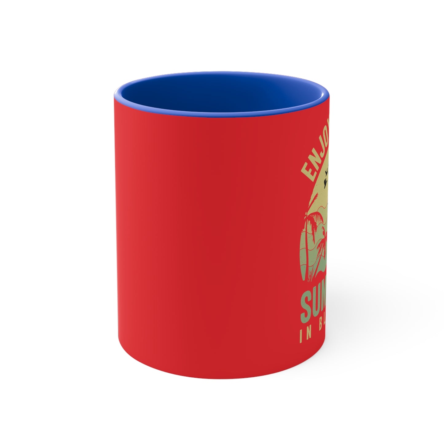 Enjoy the Sunshine Red Accent Mug — 11 oz Ceramic Coffee Cup