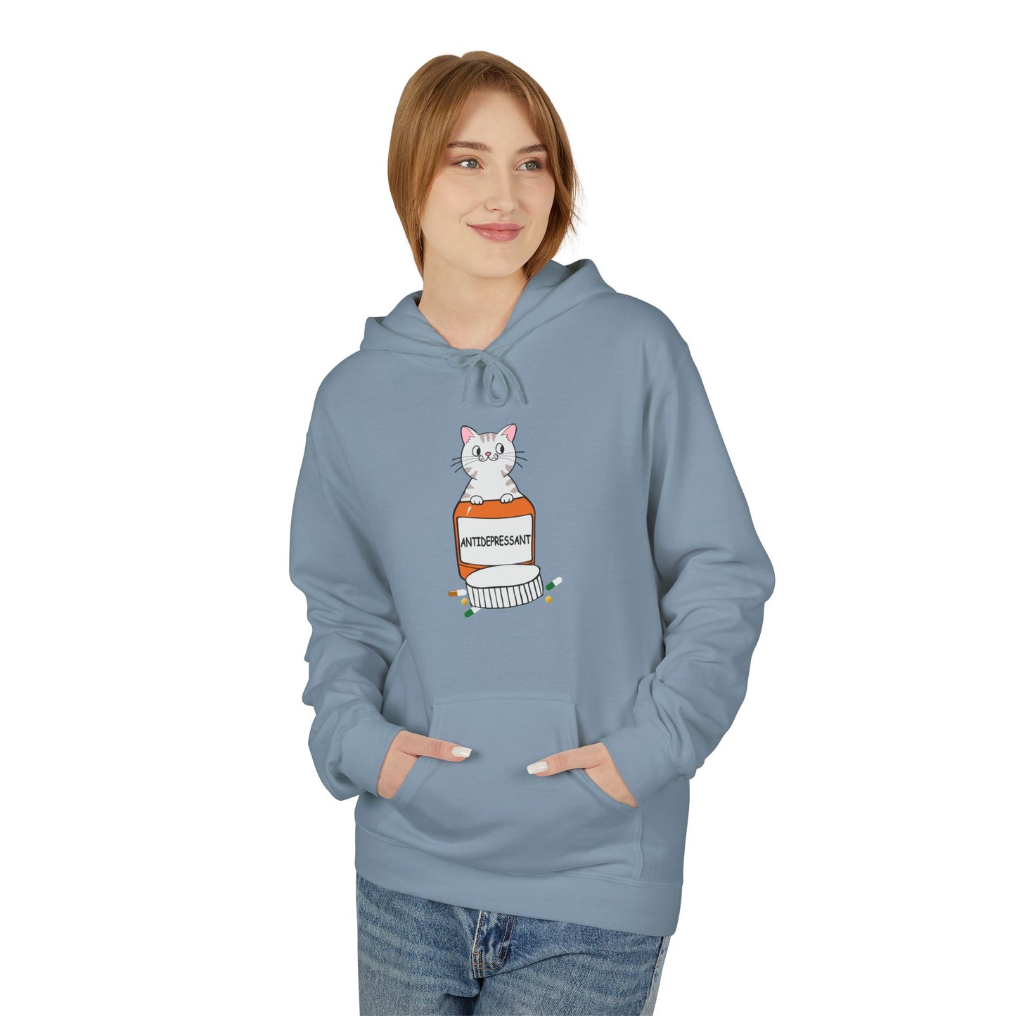 Cute Bunny in Medicine Bottle Hoodie — 'Anti Hiss' Graphic Pullover