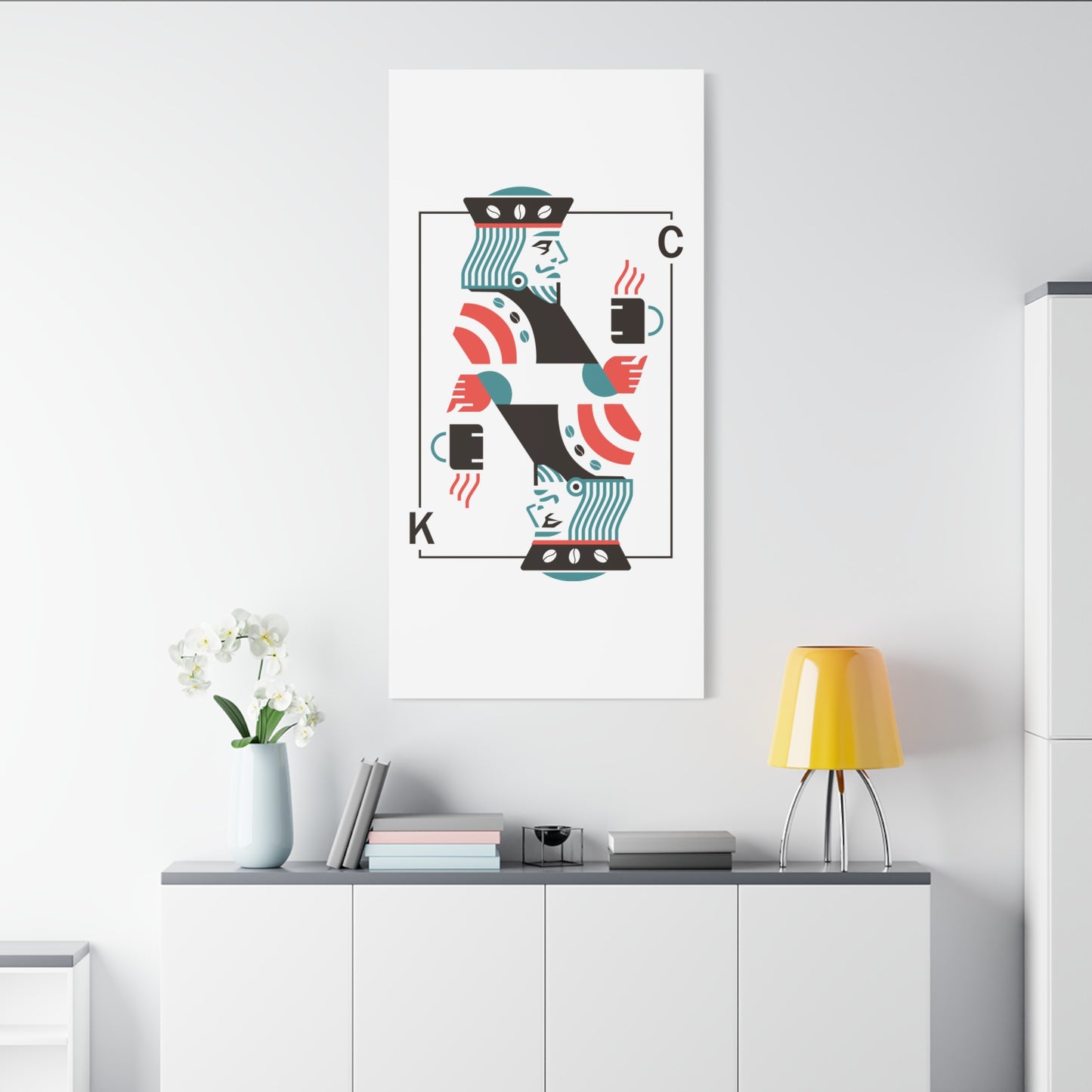 Coffee King Canvas Art — Modern Playing Card Wall Print