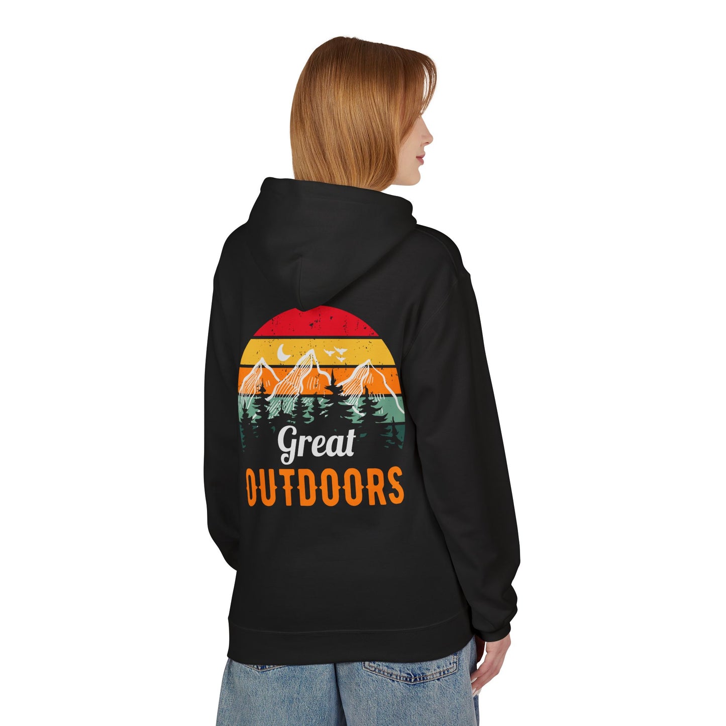 Outdoors Hoodie — Great Outdoors Vintage Mountain & Trees Pullover