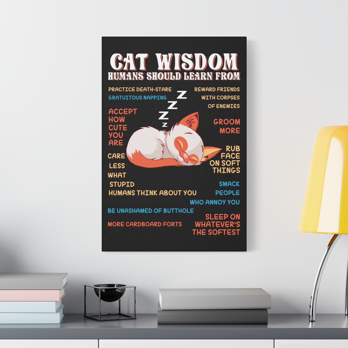 Canvas Print — "Cat Wisdom: Humans Should Learn From" Illustrated Wall Art
