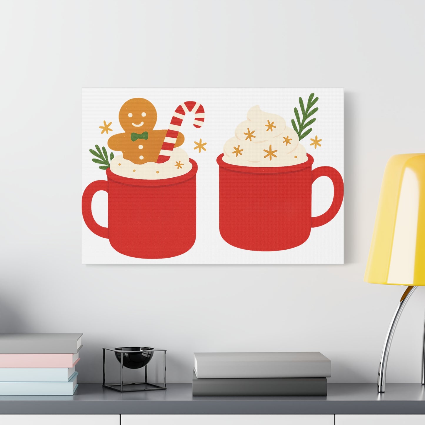 Cat Pattern Canvas Print — Whimsical Kittens & Fishbone Wall Art