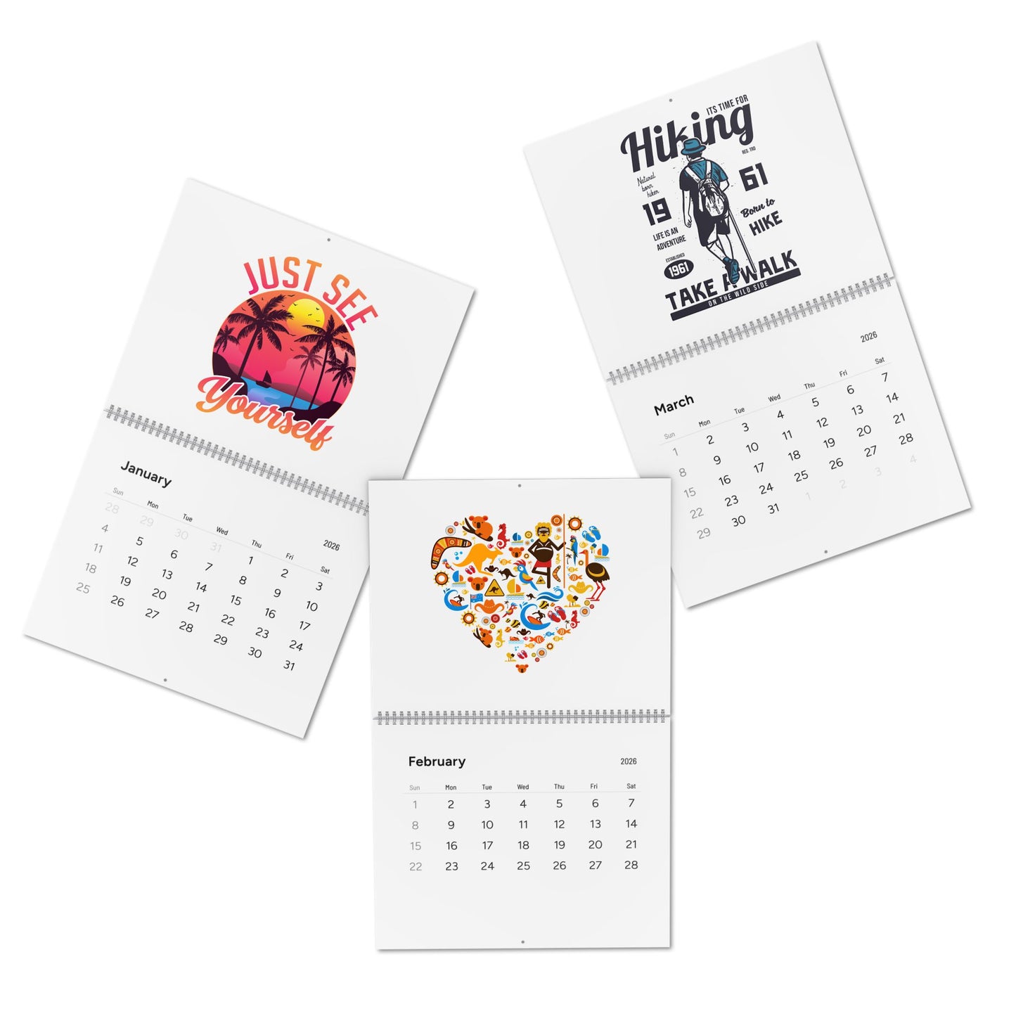 2026 'Just See Yourself' Tropical Sunset Wall Calendar — Inspirational Monthly Calendar